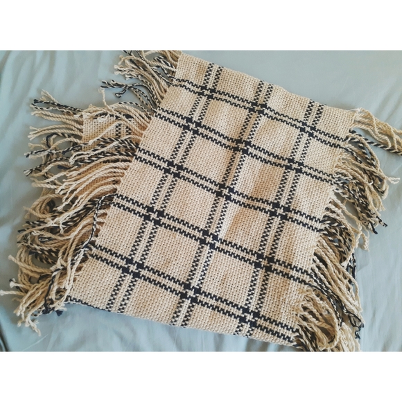 Windowpane woven fringe infinity scarf - Picture 3 of 4